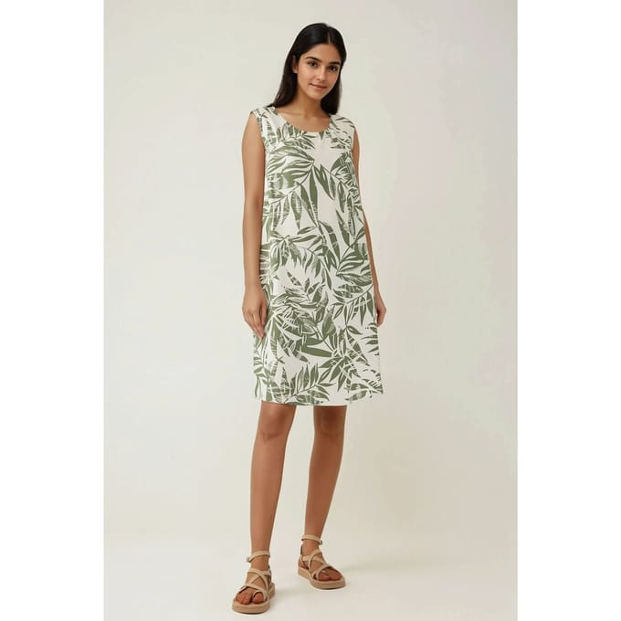 Bloemen A-vormige Mouwloze Mini-jurk