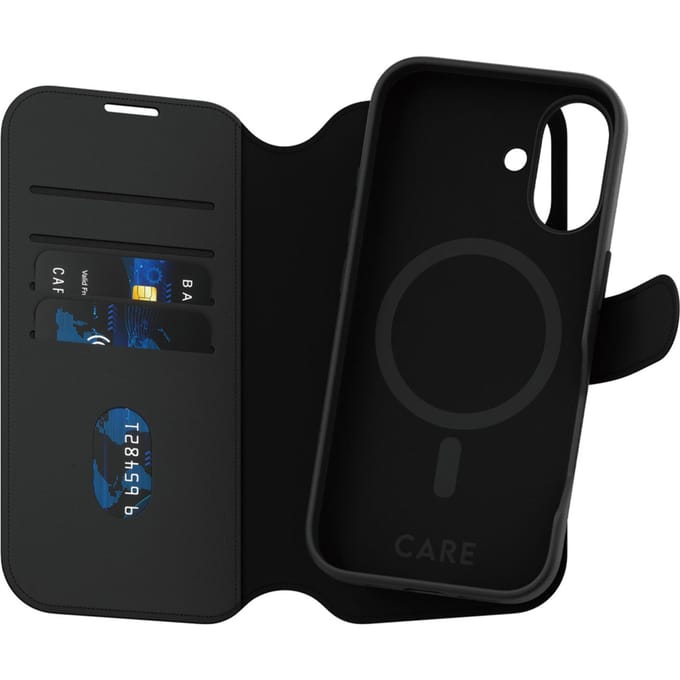 CARE by PanzerGlass Tango 2 in 1 Wallet Case MagSafe voor de Apple iPhone 16 - Black