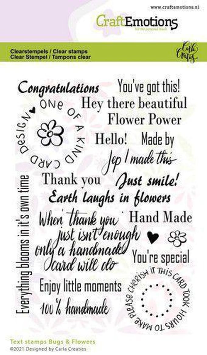 Clearstamps A6 - Bugs & flowers tekst (Eng) Carla Creaties
