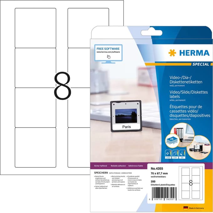 HERMA Diskette-etiketten wit 3.5 70x67.7 A4 200 st.