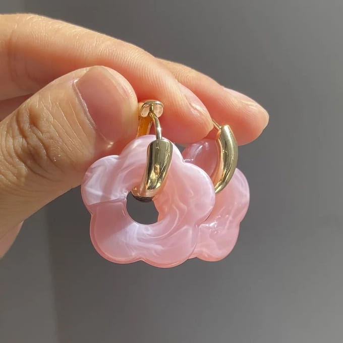 Oorbellen met bloem - Oorringen - Retro - 60s - Zomer