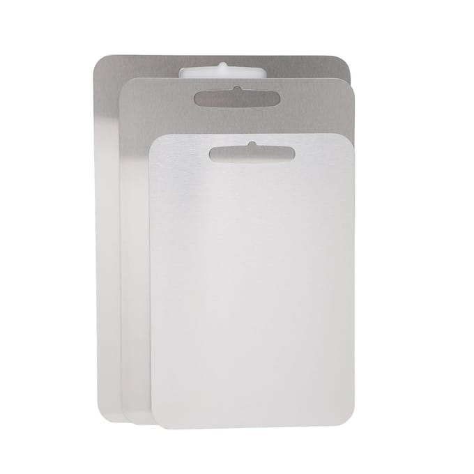 Planche à découper Double Face Acier Inoxydable 304 Ensemble de Planches à Découper pour Cuisine Planches à Découper pour gray