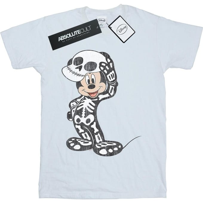 Disney Jongens Mickey Mouse Skeleton T-shirt (Wit)