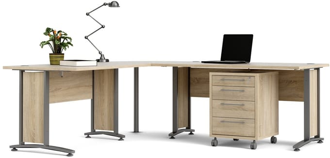 Giga Living Bureau Prima - Grijs/Naturel - 230x200x75cm