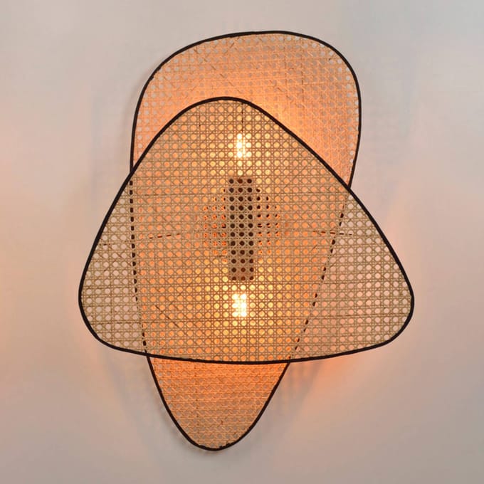 MARKET SET wandlamp Screen, 77 cm hoog, naturel, rotan
