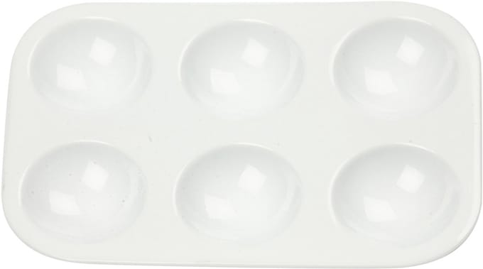 Palet, Rechthoekig palet met 6 vakken, afm 13x8,5 cm, wit, 1 stuk