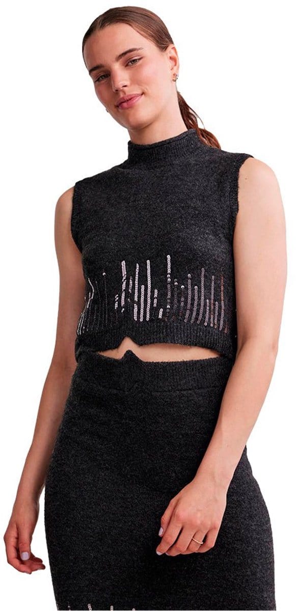 Pieces Mina Mouwloos T-shirt Grijs S Vrouw