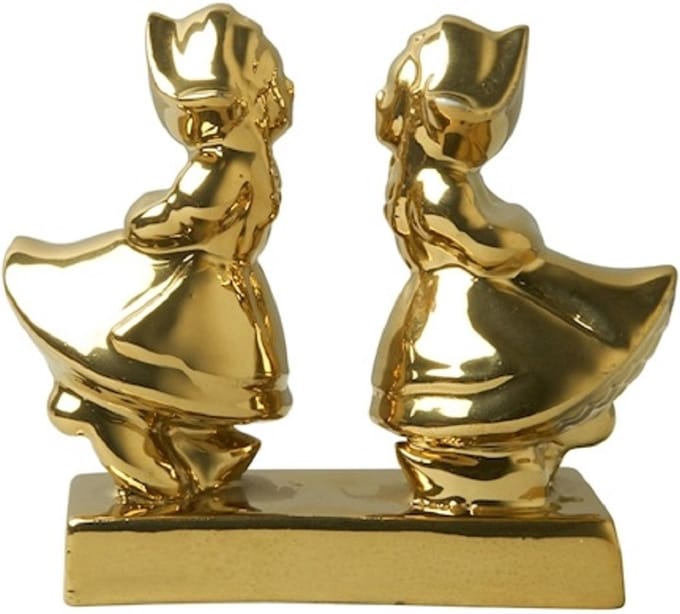Decoratiebeeld Kissing couple - Vrouwen - Goud - 8 cm