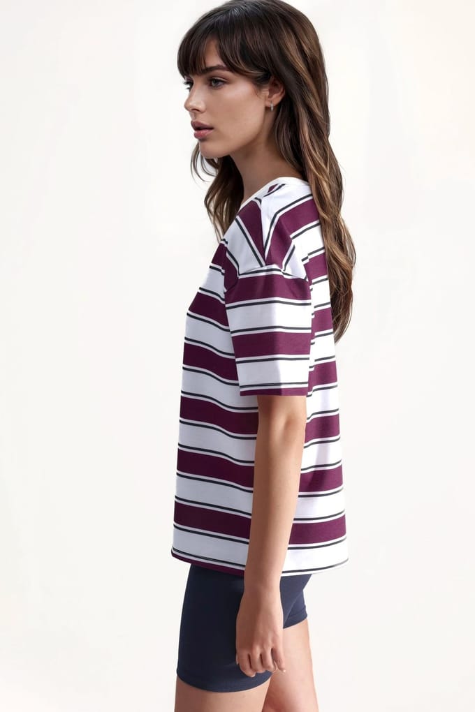 Gestreepte Oversized Crewneck T-shirt