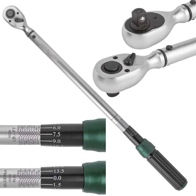 Rockforce RF-6474660 - Draaimomentsleutel - 1/2 Inch - 60-330 Nm - Antipolijstergreep