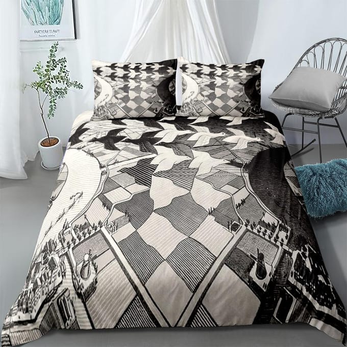 Housse de couette Escher Ensemble UK Simple Double Queen US Twin Full King Size pkm Ensemble de linge de lit 210x210cm