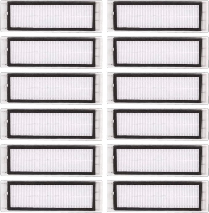 (12 stuks) HEPA-filter gescht voor Roborock S6 Pure S6 E4 S4 Max S6 MaxV S5 S5 Max S4 E2 E3 E4 E5 E20 E25 E35 S50 S65, Robotic Stofzuiger Filter Accessoire Kit, Vervangende Onderdelen 12 Filters