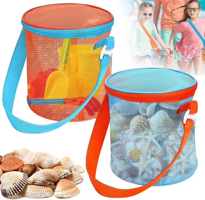 Dailygoods- Strandspel - Mesh Strandtas - Opbergzak voor Schelpen