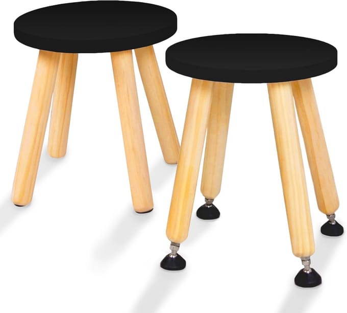 Houten Opstapkruk Kinderen Set van 2 - Verstelbare Hoogte & Sensorische Tafel Kruk