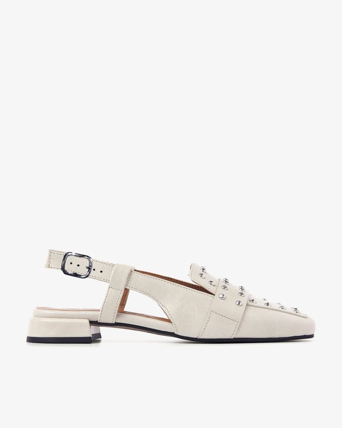 VIA VAI Julie Damian Slingbacks Dames - Leer - Beige - Maat 38