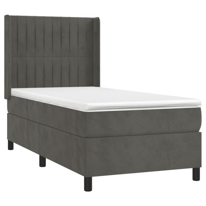 vidaXL - Boxspring - met - matras - fluweel - donkergrijs - 100x200 - cm