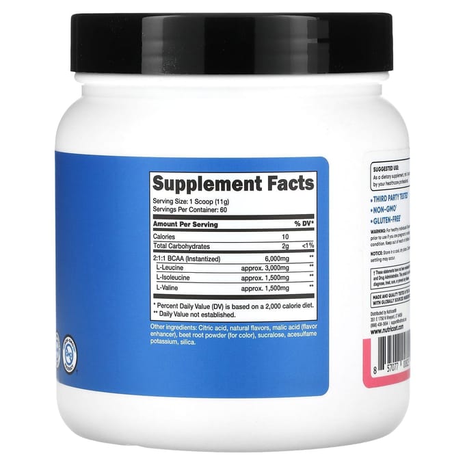 Nutricost, Performance, BCAA, Limonade Framboise, 1,5 lb (660g)