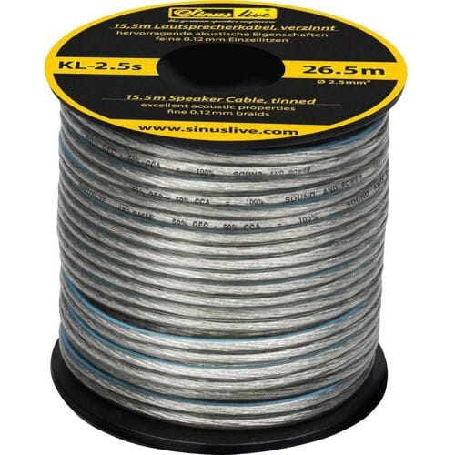 Sinuslive KL-2,5S Luidsprekerkabel 1 x 2.5 mm² Zilver 15.5 m