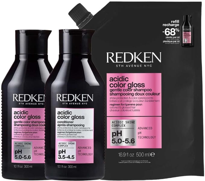 Redken - Acidic Color Gloss Shampoo 300 ml + Refill 500 ml + Conditioner 300 ml - Set