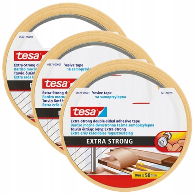 Tesa Extra Strong Tapijtlijm Tape - 10m x 50mm - Antislip & Vochtbestendig