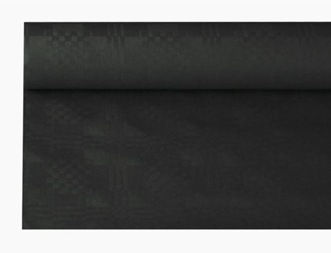 12x Tafelkleed papier met damastprint 8 m x 12 m zwart