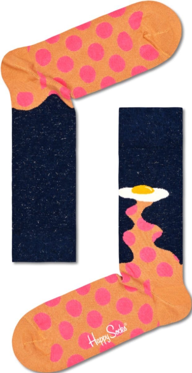 Happy Socks spiegelei - ei - ontbijt - space egg - bruin roze donkerblauw - 41-46