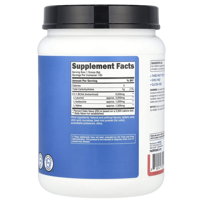 Nutricost, Performance Athlétique, BCAA, Pastèque, 2,5 lb (1,116 g)