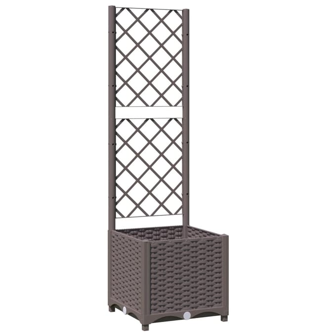vidaXL - Plantenbak - met - latwerk - 40x40x136 - cm - polypropeen - bruin