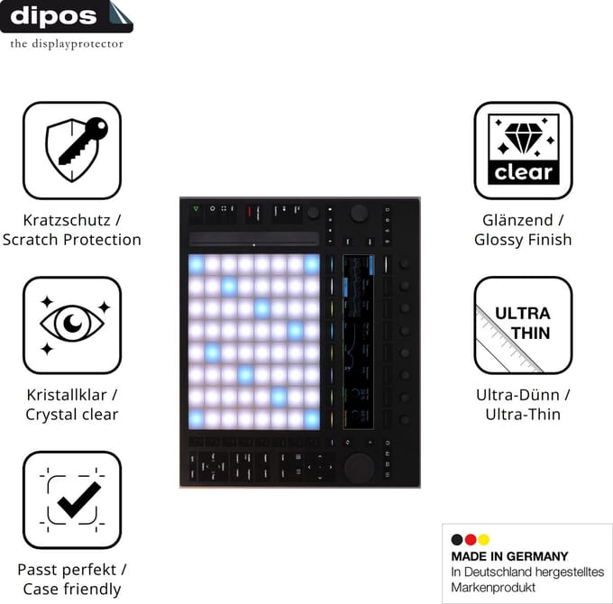 dipos – 2x Beschermfolie geschikt voor Ableton Push 3 | Krasbestendige & heldere Screenprotector Ultra-Thin