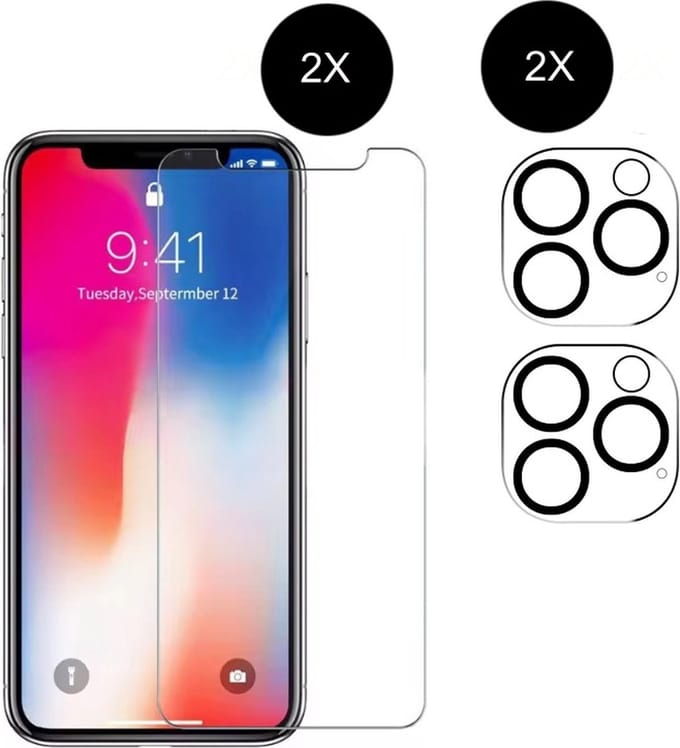 TG Techgrip - 2 Stuks Screenprotector en 2 Stuks Camera Screenprotector Geschikt voor iPhone 11 Pro - Tempered Glass Screen protector Camera Glas Protector Bescherming Set Geschikt voor iPhone 11Pro