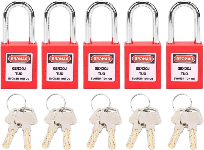 5-delige Beveiliging Hangslot Set voor Lockout Tagout Procedures - Rood