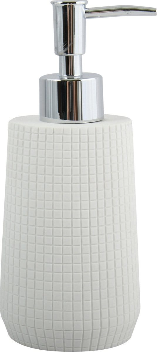 MSV Zeeppompje/dispenser - Squares - kunststeen - wit - 7 x 18 cm - 275 ml