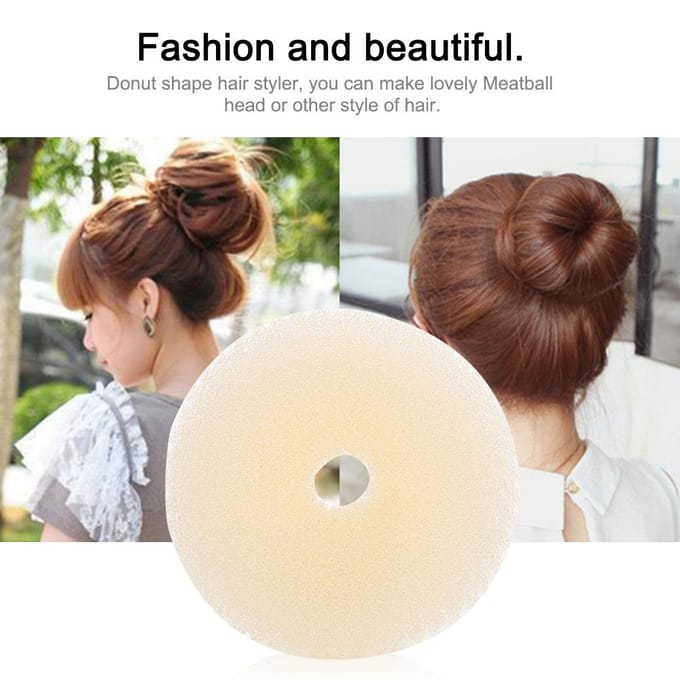 3 stuks Dames Haaraccessoires Kappersgereedschap Donuts Schotel Haar Hoofddeksel Schijf Elastiekjes beige