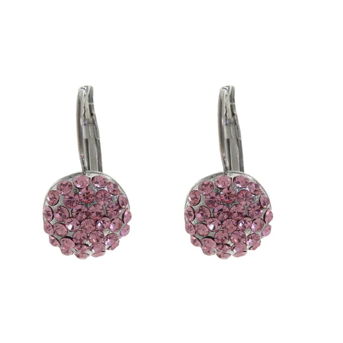 Behave - Oorbellen dames - zilverkleur - roze - romantisch - 2,5 cm
