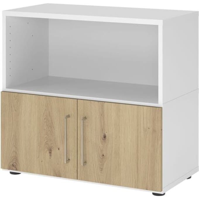 FlexWall | 2 OH | deuren + kast | met verstelbare poten - Wit/Essen-Eik