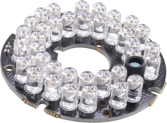 Infrarood IR Board - Verlichting Camera - Beveiligingscamera Aanvulling - 36 LED's - 5.3 cm diameter - Zwart