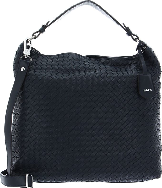 abro Leren Schoudertas Leather Piuma Weaving Hobo Bag Elvi Navy Blauw