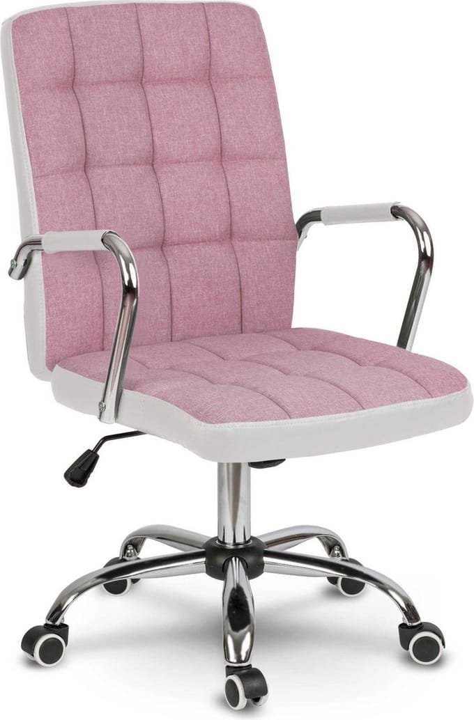 Benton Bureaustoel – Modern Design – Roze/Wit