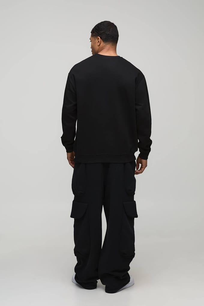 Zwarte oversized Mona Lisa kerstlicentie-bedrukte sweatshirt | Black | Size Medium