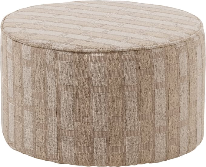 WOOOD Sarli Poef Laag Dessin - Chenille - Naturel/Beige - 36x60x60