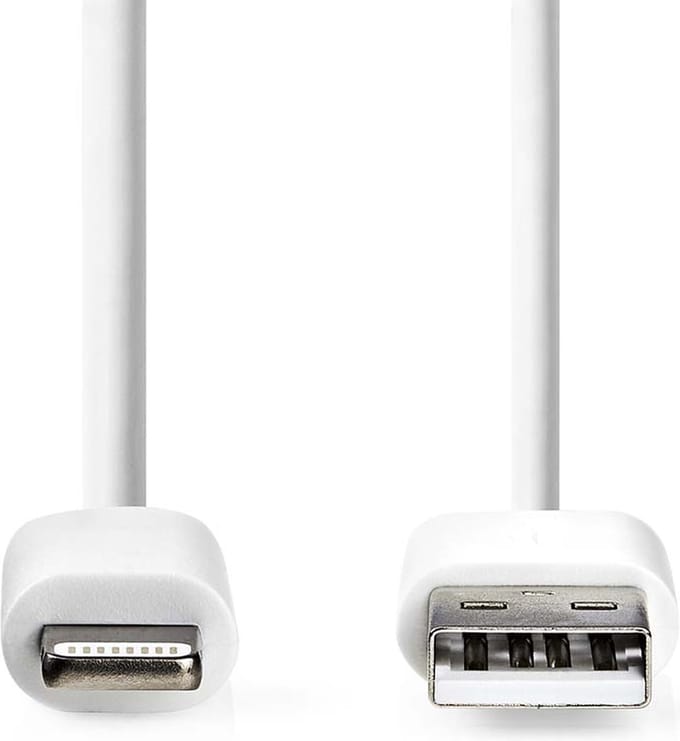 Nedis Lightning Kabel - USB 2.0 - Apple Lightning 8-Pins - USB-A Male - 480 Mbps - Vernikkeld - 1.00 m - Rond - PVC - Wit - Label