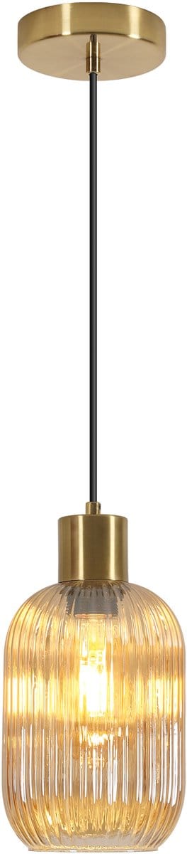 Haobosic Hanglamp - Koper & Amber Glas - E27 (Zonder Lichtbron) 150cm