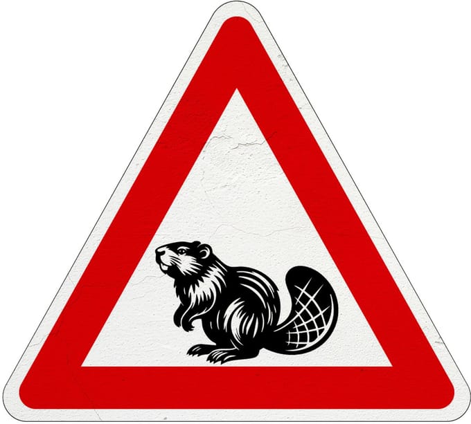 Pas op overstekende bevers bord | Sign Again materiaal | 30 cm