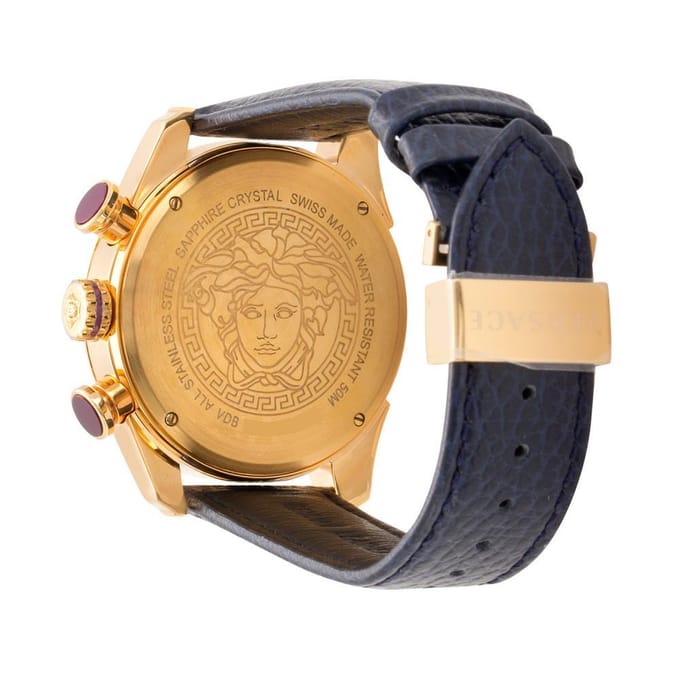 Montre pour homme Versace VDB030014 V-Ray Ton Or 44mm bleu