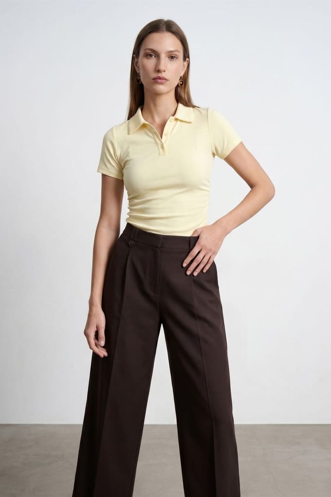 Dames Crop Slim Fit Polo T-shirt