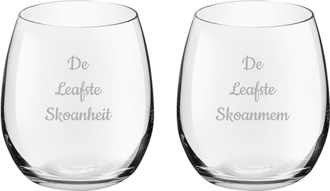 Gegraveerde Drinkglas 39cl De Leafste Skoanheit-De Leafste Skoanmem