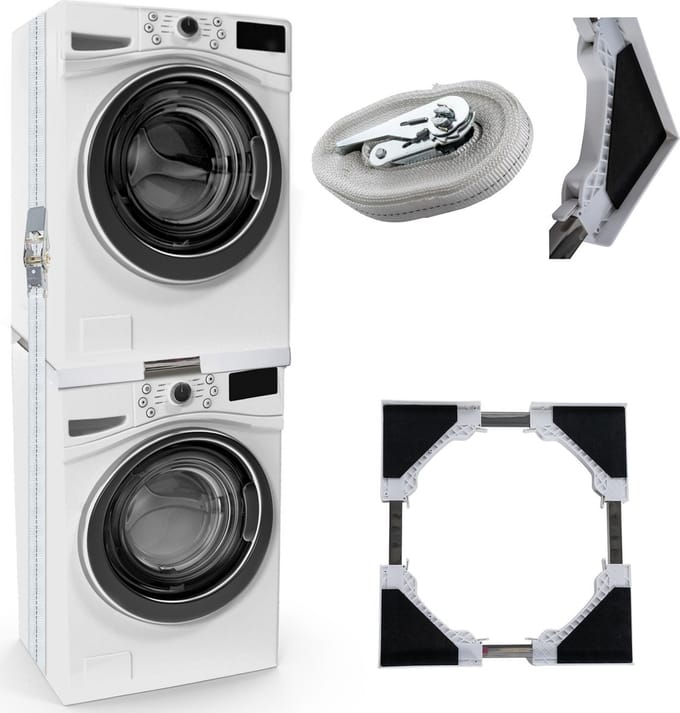 CLP Opbouwmeubel voor wasmachines - Ombouw - Verhoger - Rek - Aansluitframe - wit