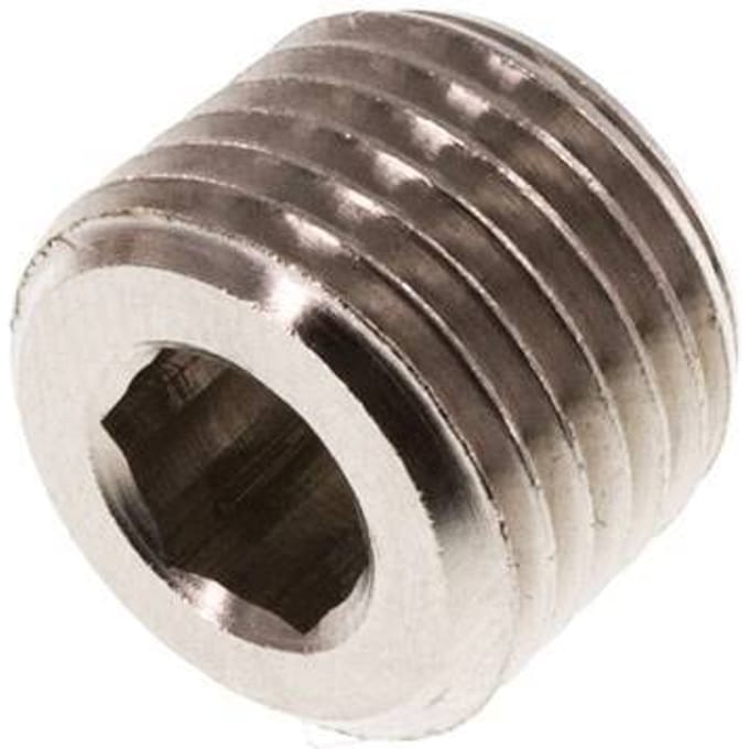 1/4'' Vernikkeld Messing Plug met Binnenzeskant zonder kraag 16 Bar [10 Stuks]