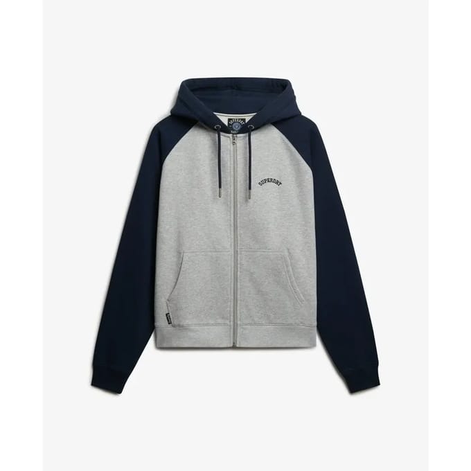 Superdry Essential Logo Raglan Zip Hoodie Light Grey Grootte: 38