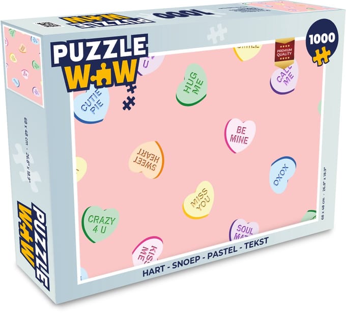 Puzzel Hart - Snoep - Pastel - Tekst - Legpuzzel - Puzzel 1000 stukjes volwassenen